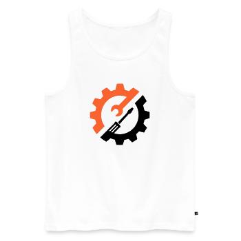Outil d’engrenage – Logo du mécanicien - Débardeur bio Premium Homme - blanc - Devant - AI Model Male 178 light (178cm)