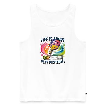Rainbow Pickleball Artwork Sports Gift - Men's Premium Organic Tank Top - white - Front - Michal (187cm)