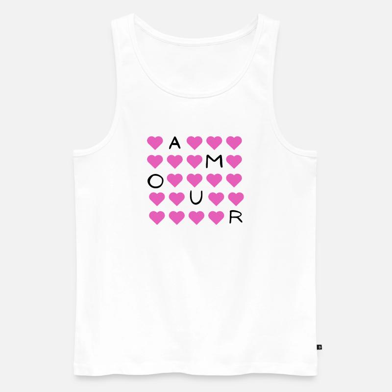 Pink Heart Grid Pattern - Men's Premium Organic Tank Top - white