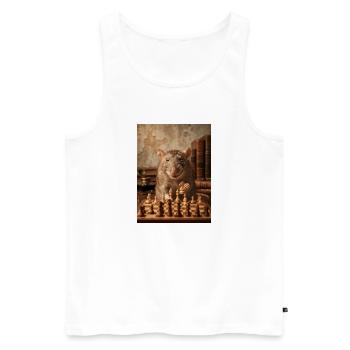 Ratte spielt Schach - Männer Premium Bio Tank Top - Weiß - Vorne - Michal (187cm)