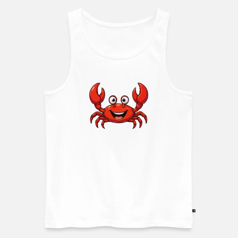 Fröhliche rote Krabbe Cartoon - Männer Premium Bio Tank Top - Weiß
