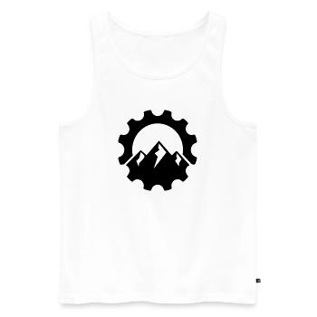 Mountain Chainring – MTB Bike Logo - Men's Premium Organic Tank Top - white - Front - AI Model Male 178 light (178cm)