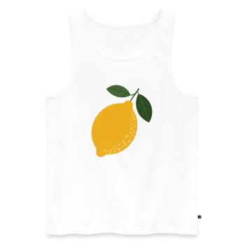 Illustration d’agrumes en feuille de citron - Débardeur bio Premium Homme - blanc - Devant - Michal (187cm)