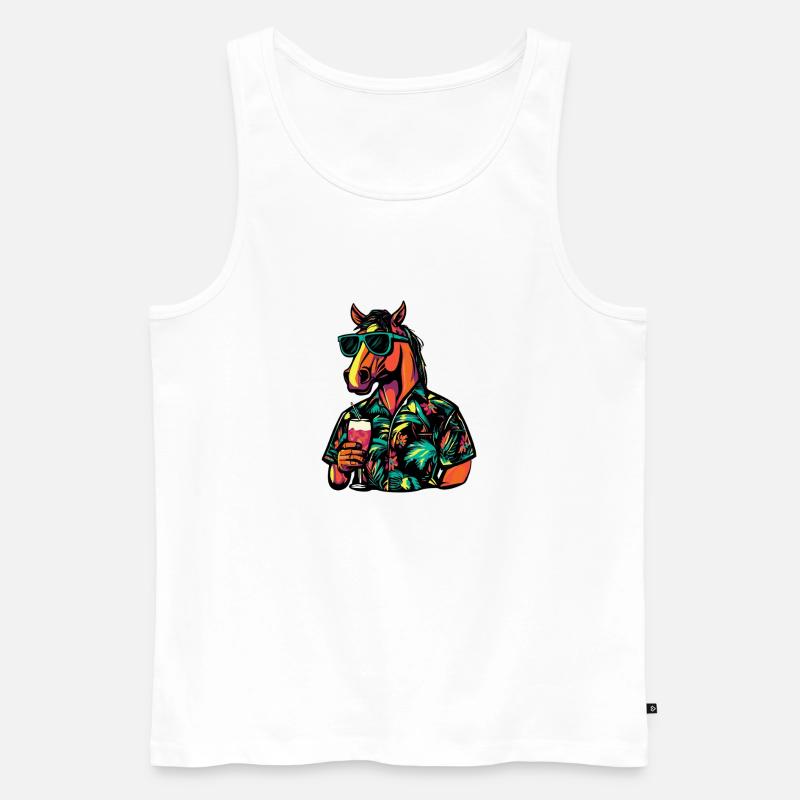 Pferd Comic Sommer - Männer Premium Bio Tank Top - Weiß