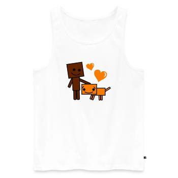 Heart Friend Cartoon Dog and Buddy - Men's Premium Organic Tank Top - white - Front - Michal (187cm)