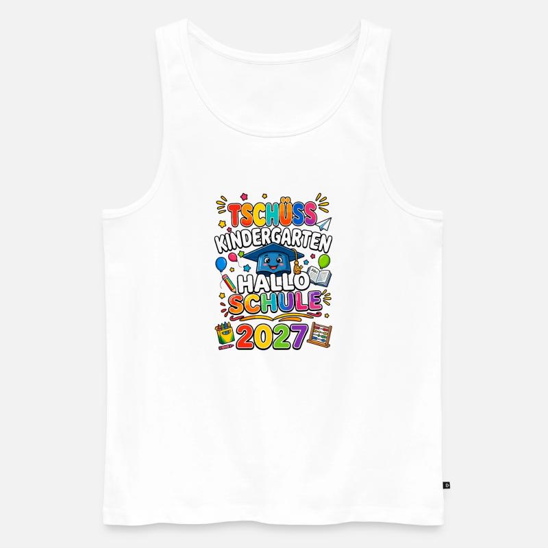 Tschüss Kindergarten Hallo Schule 2027 - Männer Premium Bio Tank Top - Weiß