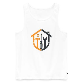 Caretaker Coat of Arms – Craftsman Logo - Men's Premium Organic Tank Top - white - Front - AI Model Male 178 light (178cm)
