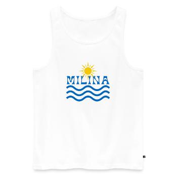 Milina Sonne und Wellen - Männer Premium Bio Tank Top - Weiß - Vorne - AI Model Male 178 light (178cm)