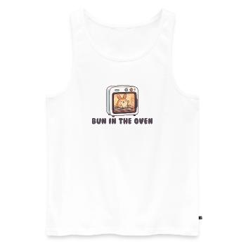 Pregnant woman in a bun in the oven – funny sw - Men's Premium Organic Tank Top - white - Front - Michal (187cm)