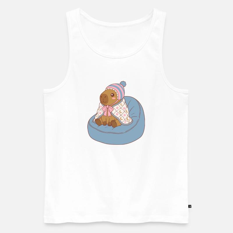 Cuddle Capybara Moonstar-Decke – Kawaii-Design - Männer Premium Bio Tank Top - Weiß