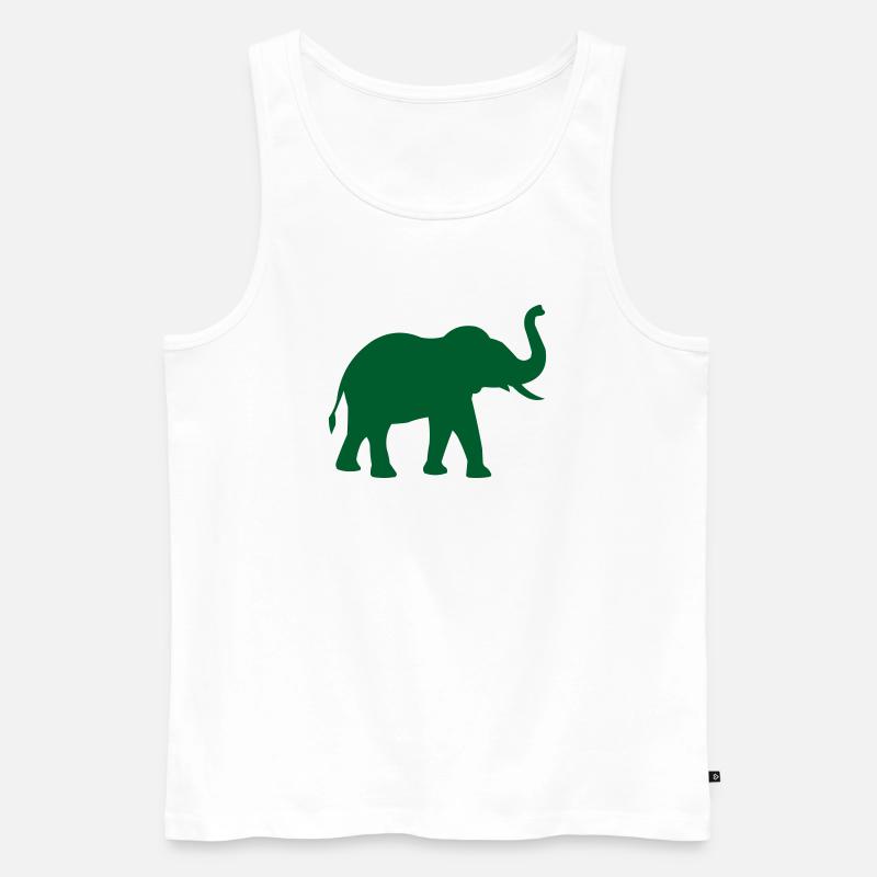 Elefanten Silhouette in Grün - Männer Premium Bio Tank Top - Weiß