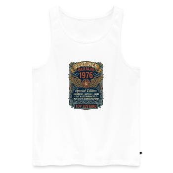 Oldtimer Baujahr 1976 50. Geburtstag Vintage - Männer Premium Bio Tank Top - Weiß - Vorne - Michal (187cm)