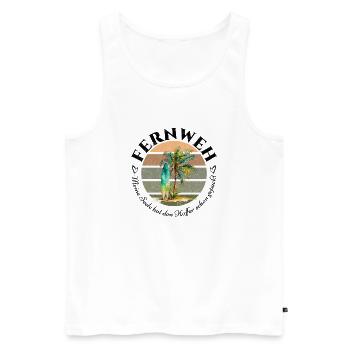 WANDERLUST T-Shirt Palm Surfboard - Suitcase Packed - Men's Premium Organic Tank Top - white - Front - Michal (187cm)