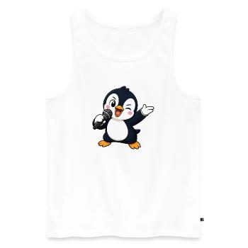Süßer Pinguin Sänger Karaoke Musiker Lustiger - Männer Premium Bio Tank Top - Weiß - Vorne - Michal (187cm)