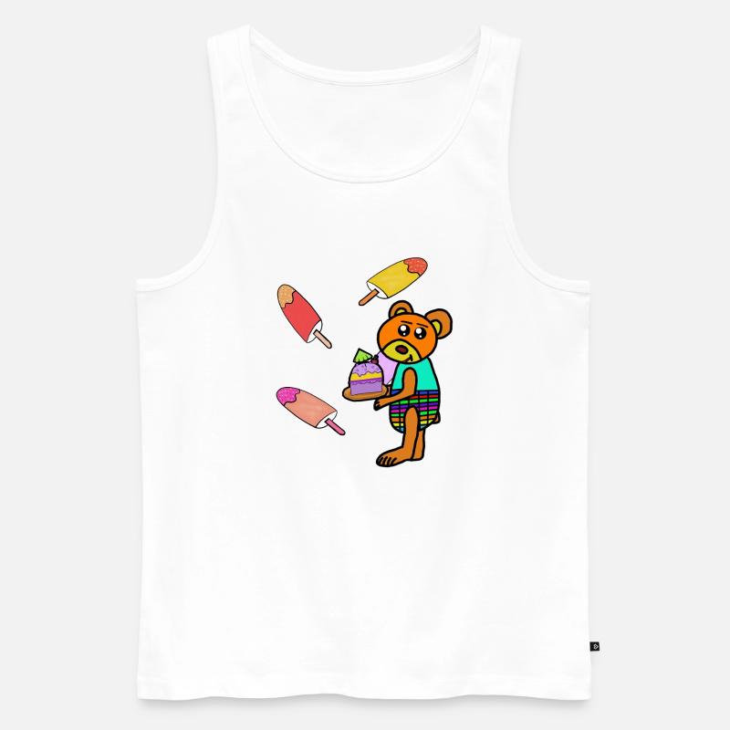 Teddy Kuchen Eis-Motiv Bär Kinder - Männer Premium Bio Tank Top - Weiß