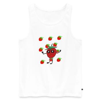 Les enfants Drôle de Fraises Fraises - Débardeur bio Premium Homme - blanc - Devant - AI Model Male 178 light (178cm)