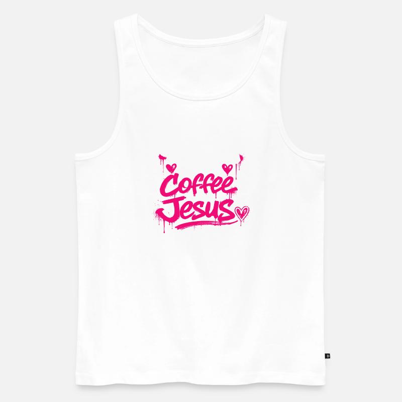 Kaffee & Jesus Graffiti Design - Männer Premium Bio Tank Top - Weiß