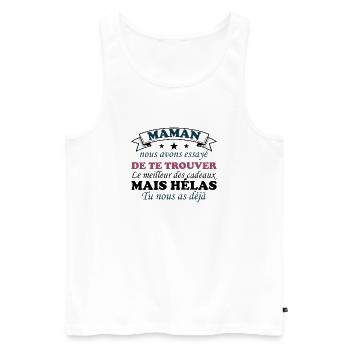 Maman nous avons essayé de te trouver cadeau - Débardeur bio Premium Homme - blanc - Devant - Michal (187cm)