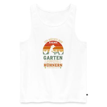 Gartenzeit mit Hühnern im Retro-Sommer - Männer Premium Bio Tank Top - Weiß - Vorne - Michal (187cm)
