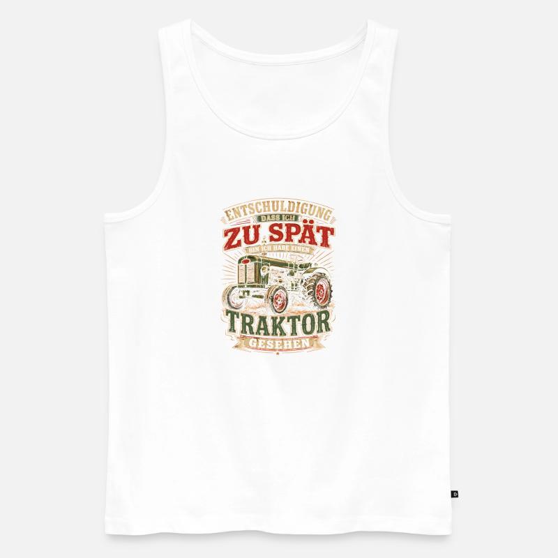 Spät dran Traktor Spruch - Männer Premium Bio Tank Top - Weiß
