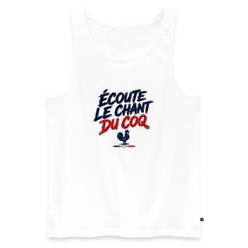Cri de supporter français écoute le chant du coq - Débardeur bio Premium Homme - blanc - Devant - Michal (187cm)