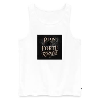 Plus Forte que la Tempête - Débardeur bio Premium Homme - blanc - Devant - AI Model Male 178 light (178cm)