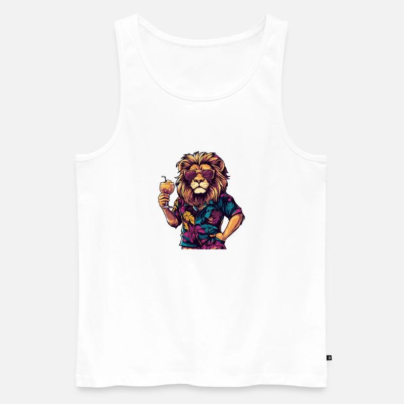 Löwe Comic Sommer - Männer Premium Bio Tank Top - Weiß