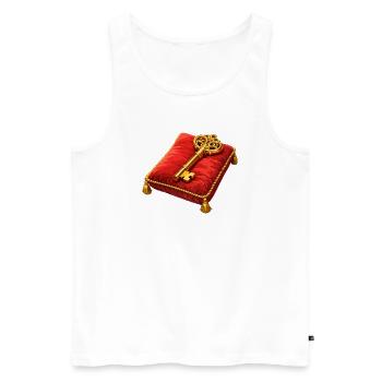 Golden Key on Red Cushion - Men's Premium Organic Tank Top - white - Front - AI Model Male 178 light (178cm)