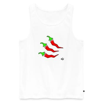 three pepperonis - Men's Premium Organic Tank Top - white - Front - AI Model Male 178 light (178cm)