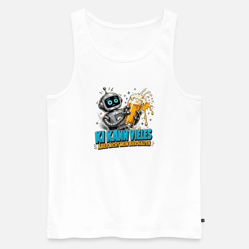 Roboter Bier Spruch - Männer Premium Bio Tank Top - Weiß