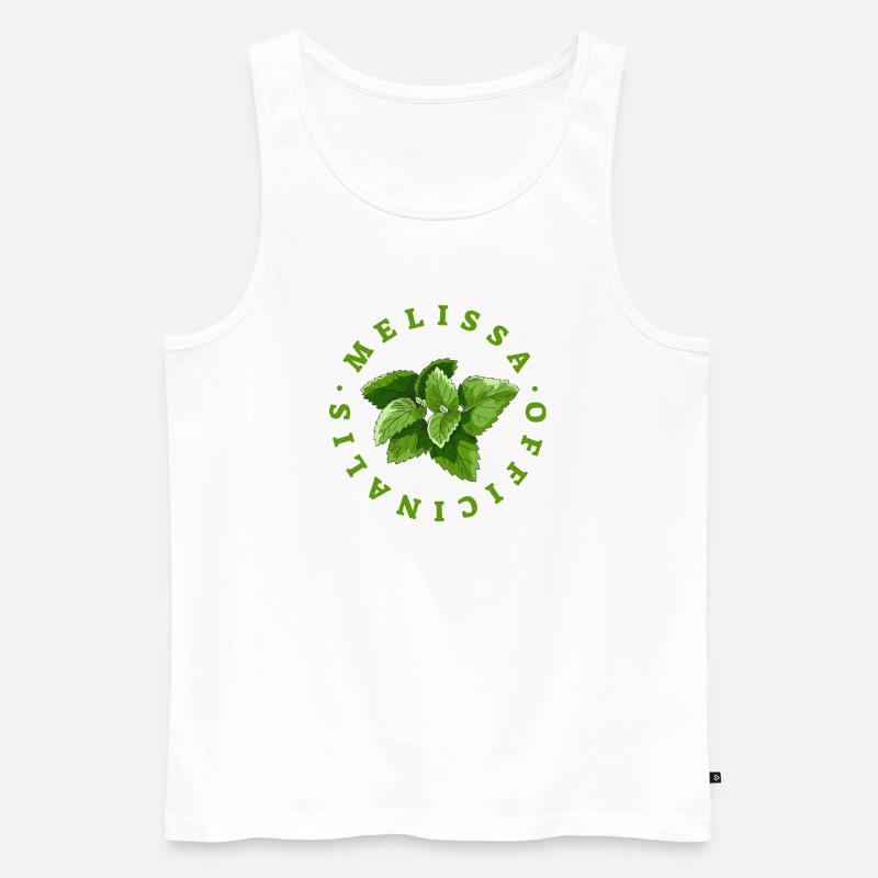 Lemon Balm Leaf Circular Emblem - Men's Premium Organic Tank Top - white