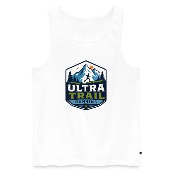 Ultra-Trailrunning - Männer Premium Bio Tank Top - Weiß - Vorne - AI Model Male 178 light (178cm)