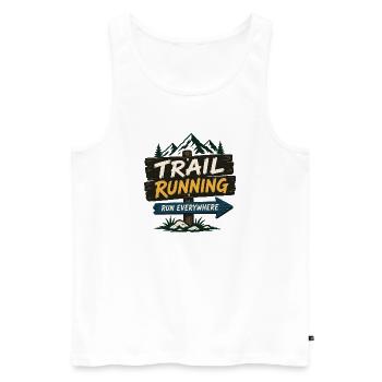 Course en sentier - Courez partout - Débardeur bio Premium Homme - blanc - Devant - Michal (187cm)