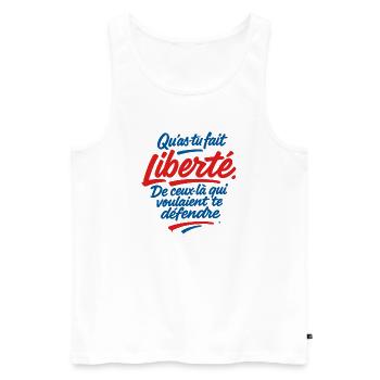 Liberté - Débardeur bio Premium Homme - blanc - Devant - AI Model Male 178 light (178cm)