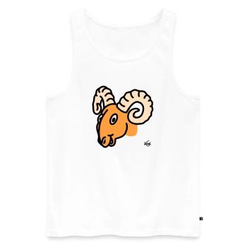 Widder groß - Männer Premium Bio Tank Top - Weiß - Vorne - AI Model Male 178 light (178cm)