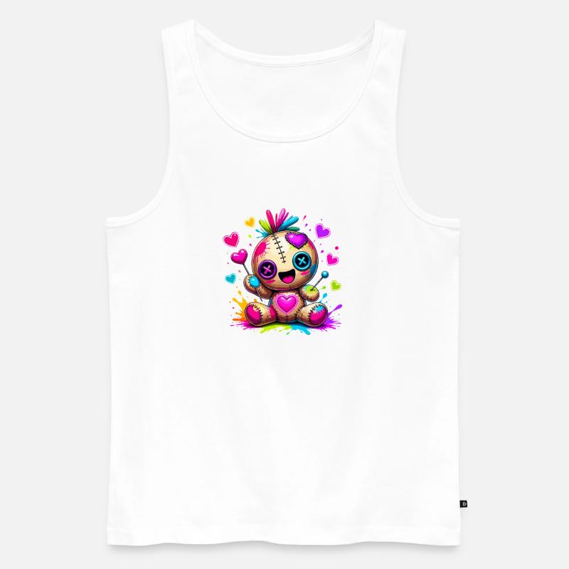 Patchwork-Kuscheltier mit Neonherzen - Männer Premium Bio Tank Top - Weiß