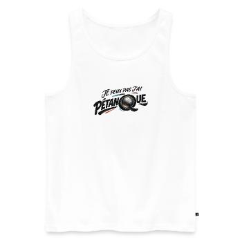 Je peux pas j'ai Pétanque — Design Boule Moderne - Débardeur bio Premium Homme - blanc - Devant - Michal (187cm)