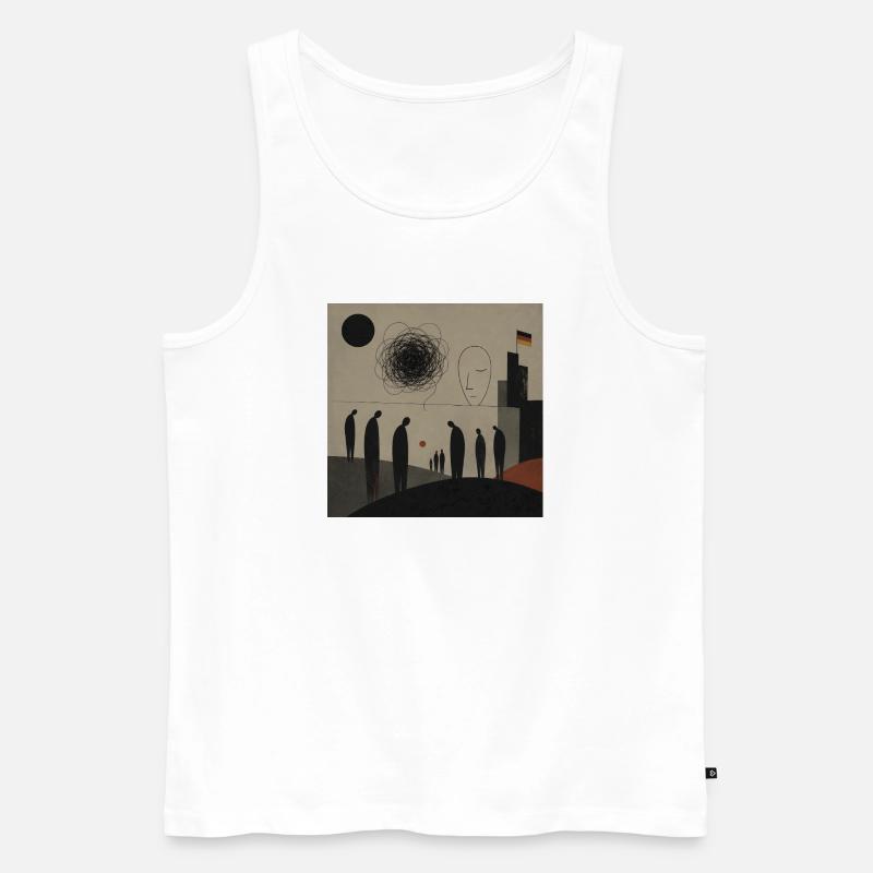 Abstrakte Silhouetten über Stadthorizont - Männer Premium Bio Tank Top - Weiß