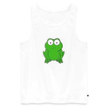 Grenouille émeraude aux yeux écarquillés - Débardeur bio Premium Homme - blanc - Devant - AI Model Male 178 light (178cm)