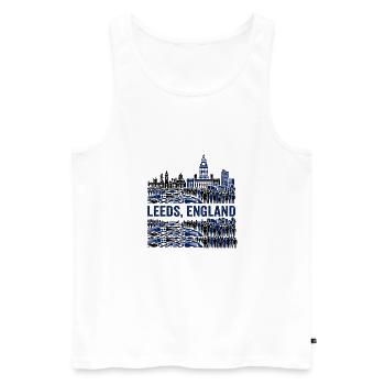 Leeds England Skyline With Crowded Urban - Männer Premium Bio Tank Top - Weiß - Vorne - AI Model Male 178 light (178cm)