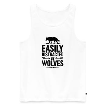 Paroles des loups Drôle de loup Don - Débardeur bio Premium Homme - blanc - Devant - AI Model Male 178 light (178cm)