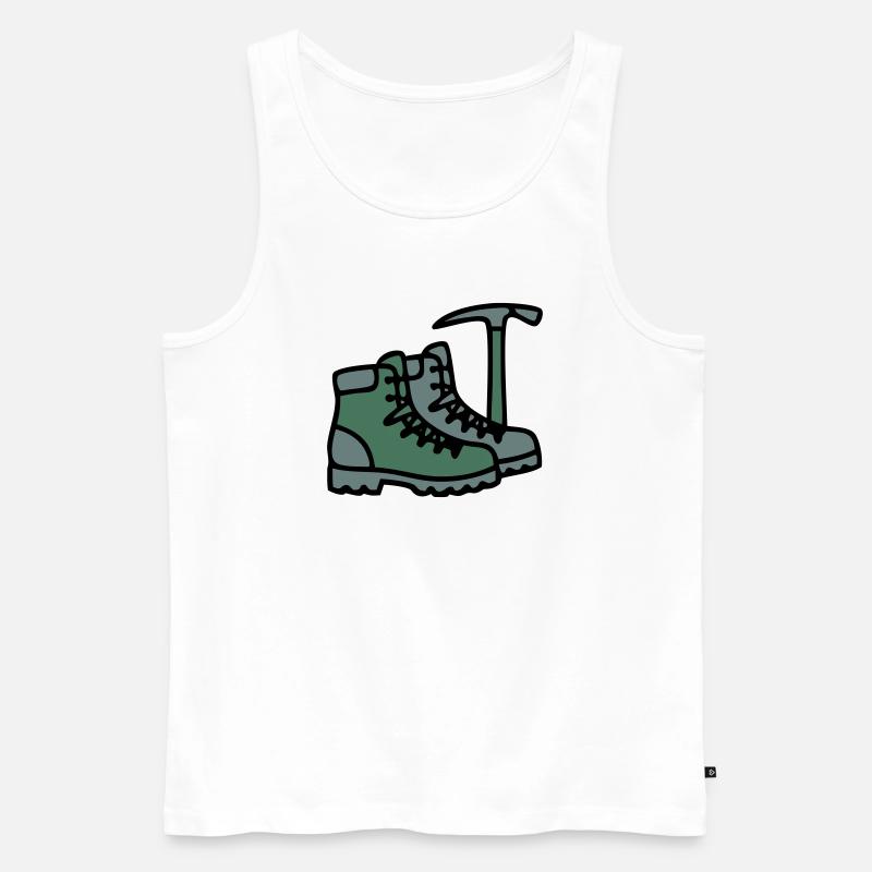 Wanderschuhe Eispickel Bergsteiger Alpen Wanderer - Männer Premium Bio Tank Top - Weiß