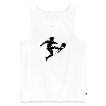 Fussballer Silhouette - Männer Premium Bio Tank Top - Weiß - Vorne - Michal (187cm)