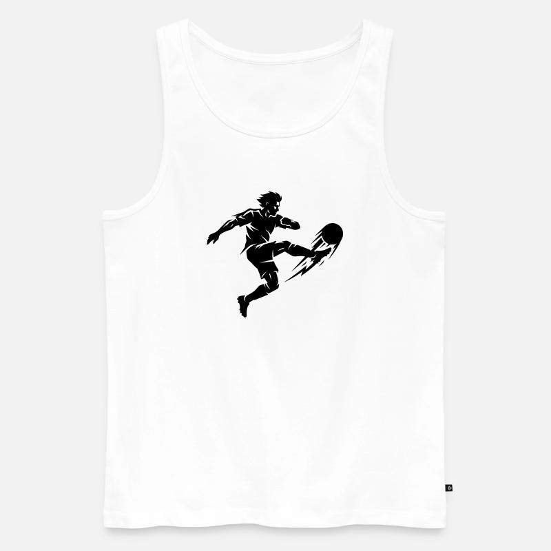 Fussballer Silhouette - Männer Premium Bio Tank Top - Weiß