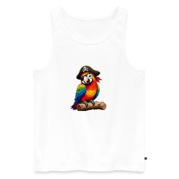 Perroquet pirate coloré avec cache-œil pour enfants - Débardeur bio Premium Homme - blanc - Devant - AI Model Male 178 light (178cm)