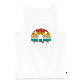Silhouette rétro du télésiège couchant de soleil - Débardeur bio Premium Homme - blanc - Devant - Michal (187cm)