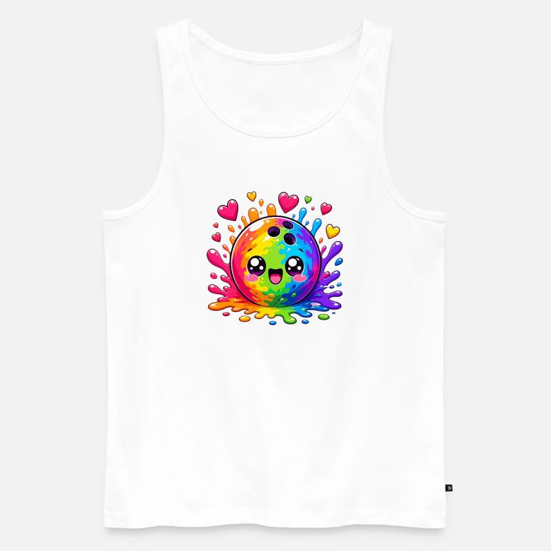 Kunterbunte Farbsplash Bowlingkugel - Männer Premium Bio Tank Top - Weiß