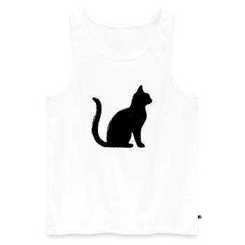 Chat - Silhouette NOIR - Débardeur bio Premium Homme - blanc - Devant - Michal (187cm)