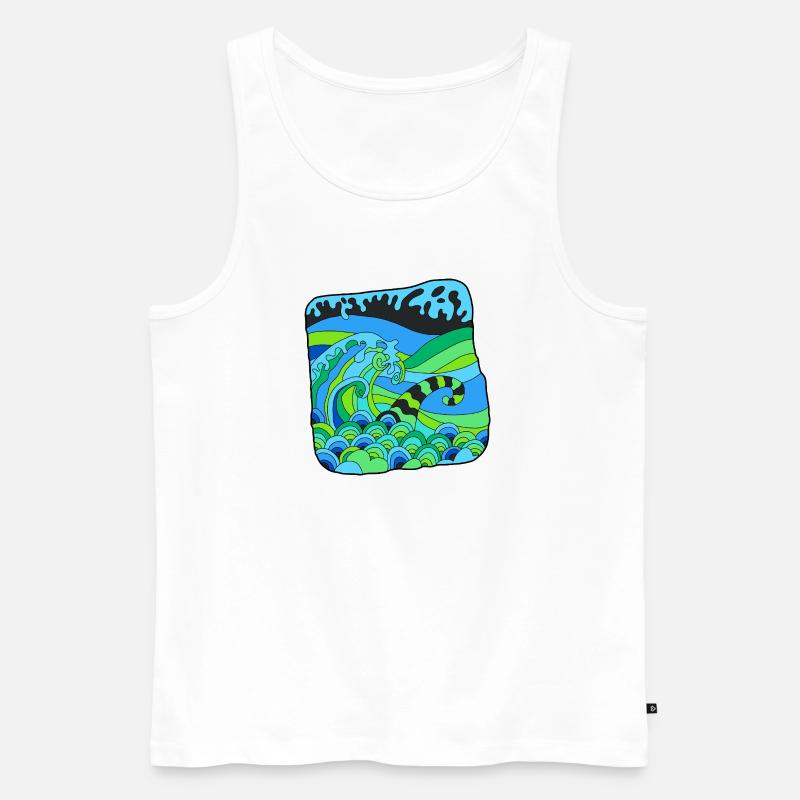 Green Deco Waves - Männer Premium Bio Tank Top - Weiß