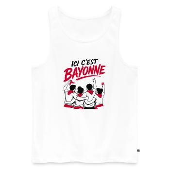 Ici C'est Bayonne Esprit Festayre - Débardeur bio Premium Homme - blanc - Devant - Michal (187cm)